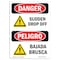 Signmission OSHA Danger, Sudden Drop Off Bilingual, 10in X 7in Rigid Plastic, 7" W, 10" H, Bilingual Spanish OS-DS-P-710-VS-1584 - alternate 1